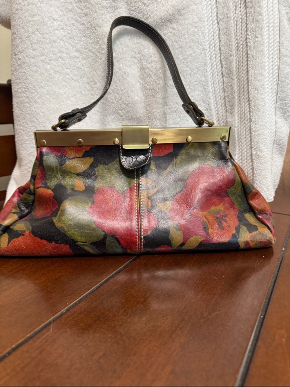 Patricia Nash Floral Leather Frame-Top Clutch w/ Ferrara Frame Satchel